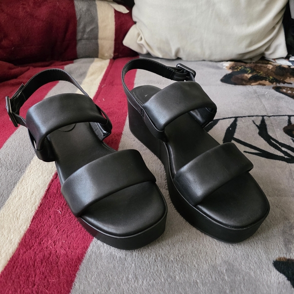 Black A New Day Chunky Platform Sandal Heels with Straps Size 9 - Picture 3 of 4